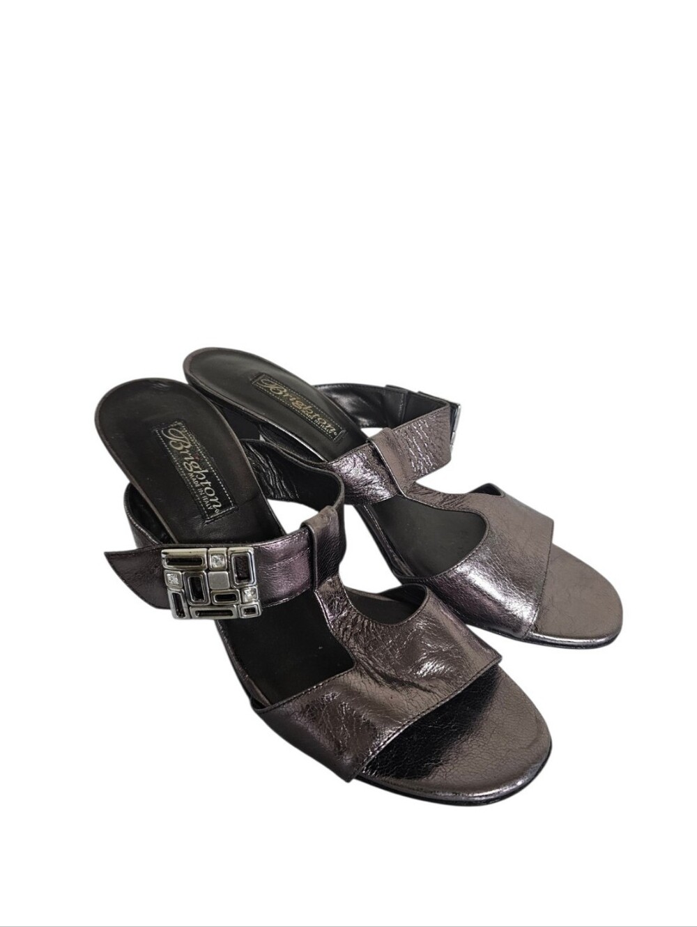 BRIGHTON Champaign Leather Rouge Open Toe Slide Sandal w/ Side Buckle 8.5